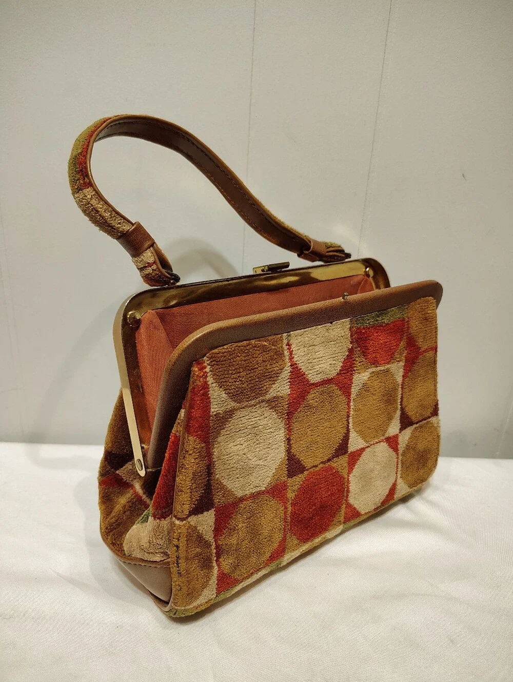 Markay Tapestry Carpet Bag‎ Mid Century Mod Geometric Circles Vintage